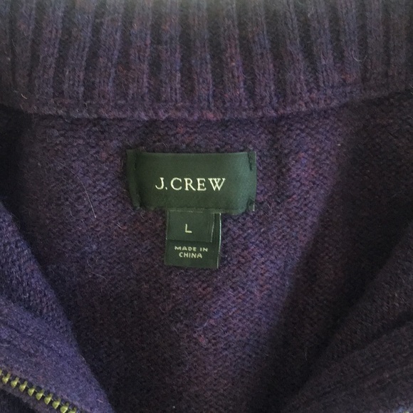 J Crew Lambswool 1/4 ZIP Sweater Purple Sz Large - Picture 2 of 3